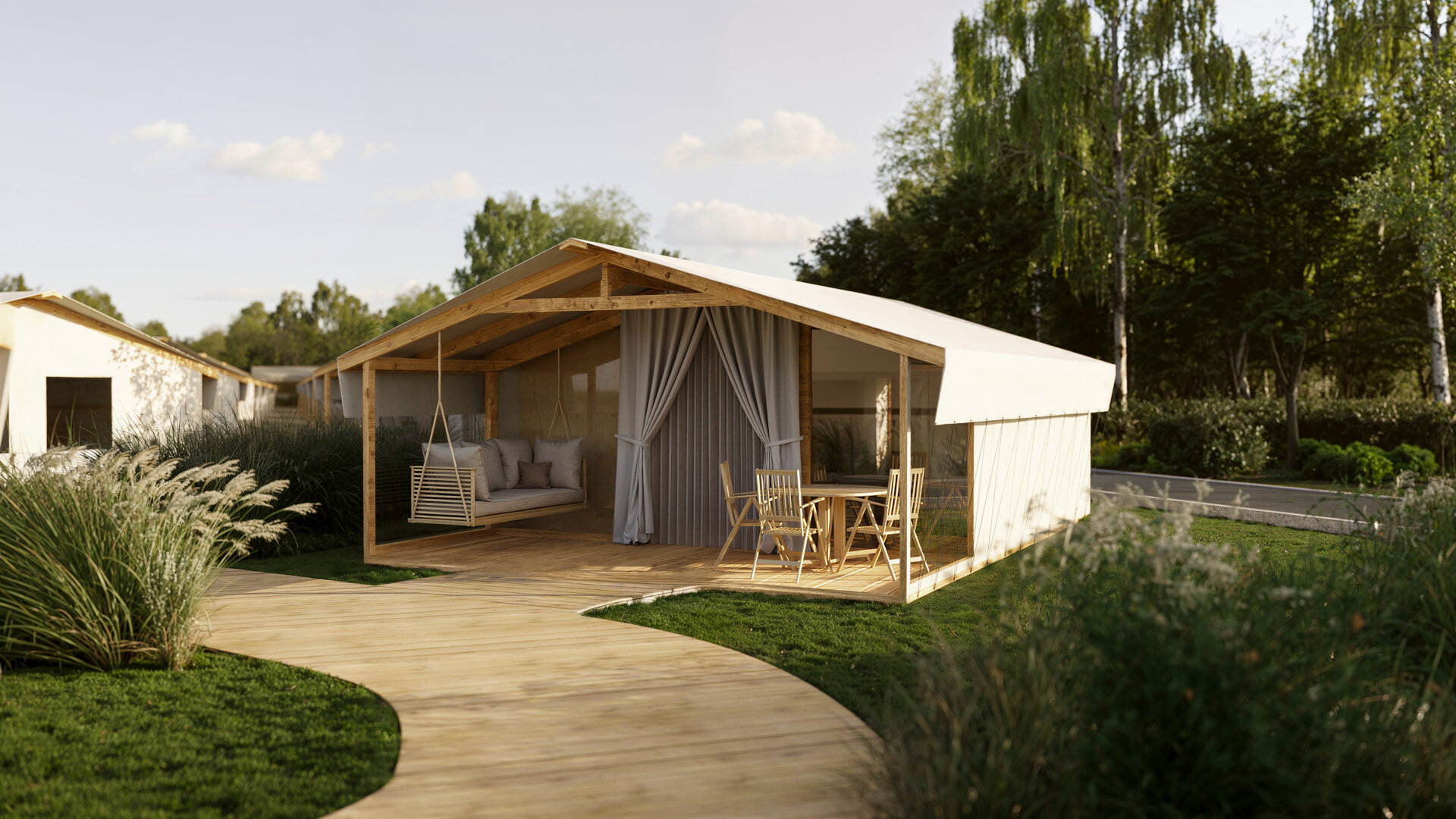 Namioty safari Eco Camping z lotu ptaka